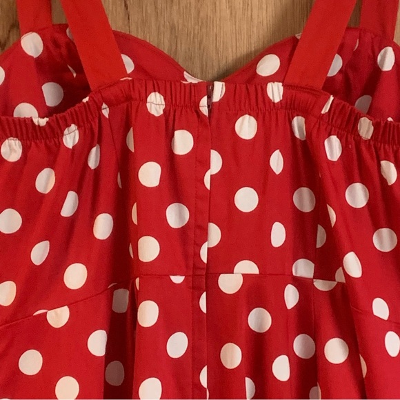 GOLIGHTLY PIN UP GIRL Red & White Polkadots Full Skirt Fit & Flare Midi DRESS! - Picture 7 of 15